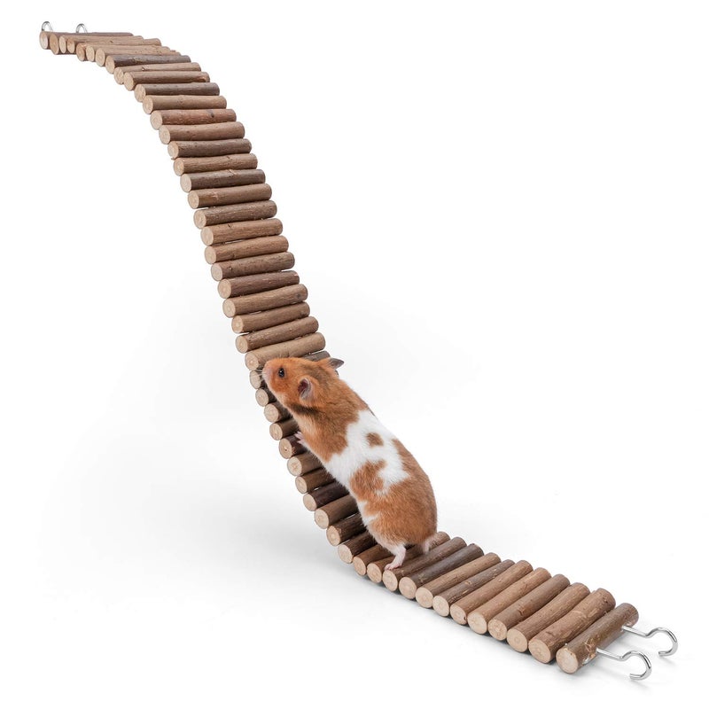 Niteangel Hamster Suspension Bridge Toy - Long Climbing Wooden Ladder for Hamsters Mice Mouse Gerbils Sugar Glider Rat and Other Small Animals (25.6L x 2.8W) - Image 1
